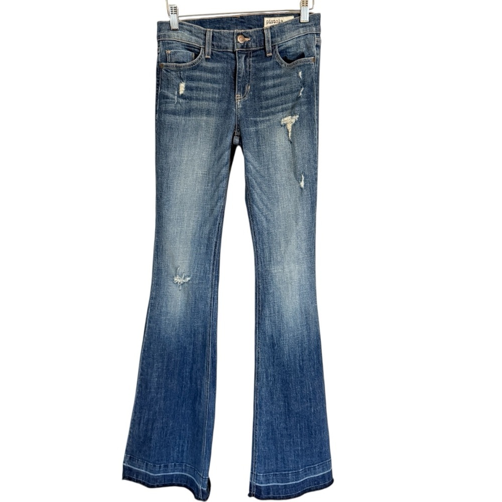 Pistola Distressed Flare Jeans Style P8123 Medium Wash Women’s Size 27